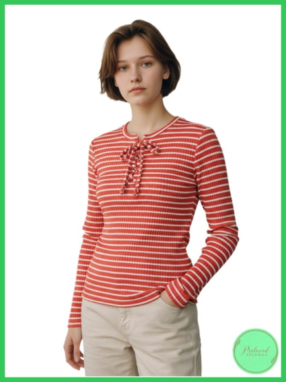 Michael Kors Striped Ribbed Knit Shirt